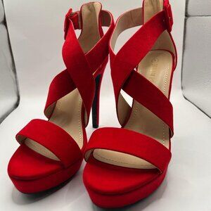 Bold Red Fabric Strappy Stiletto
